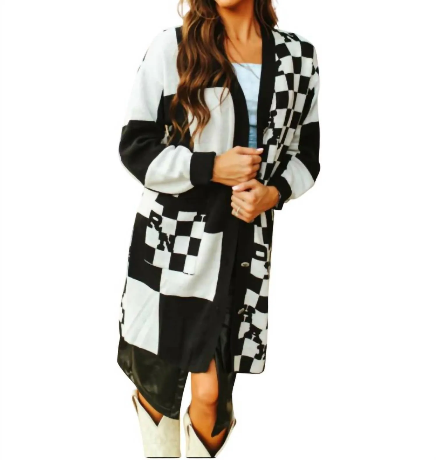 2Flyco - Women's Cowboy Bueno Checkered Cardigan