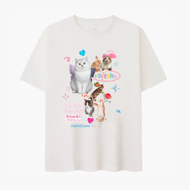 Adorable Cats Collage Aesthetic T-Shirt
