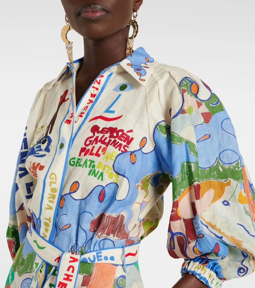 Alemais x Nadia Hernandez printed linen shirt dress