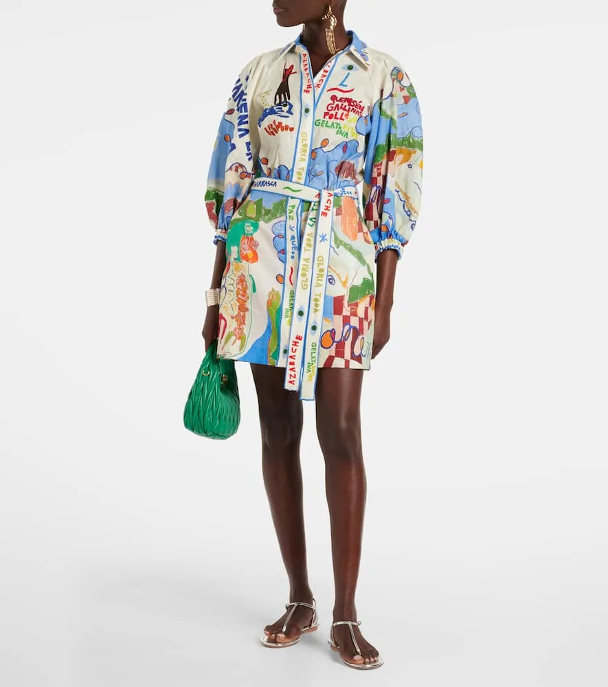 Alemais x Nadia Hernandez printed linen shirt dress