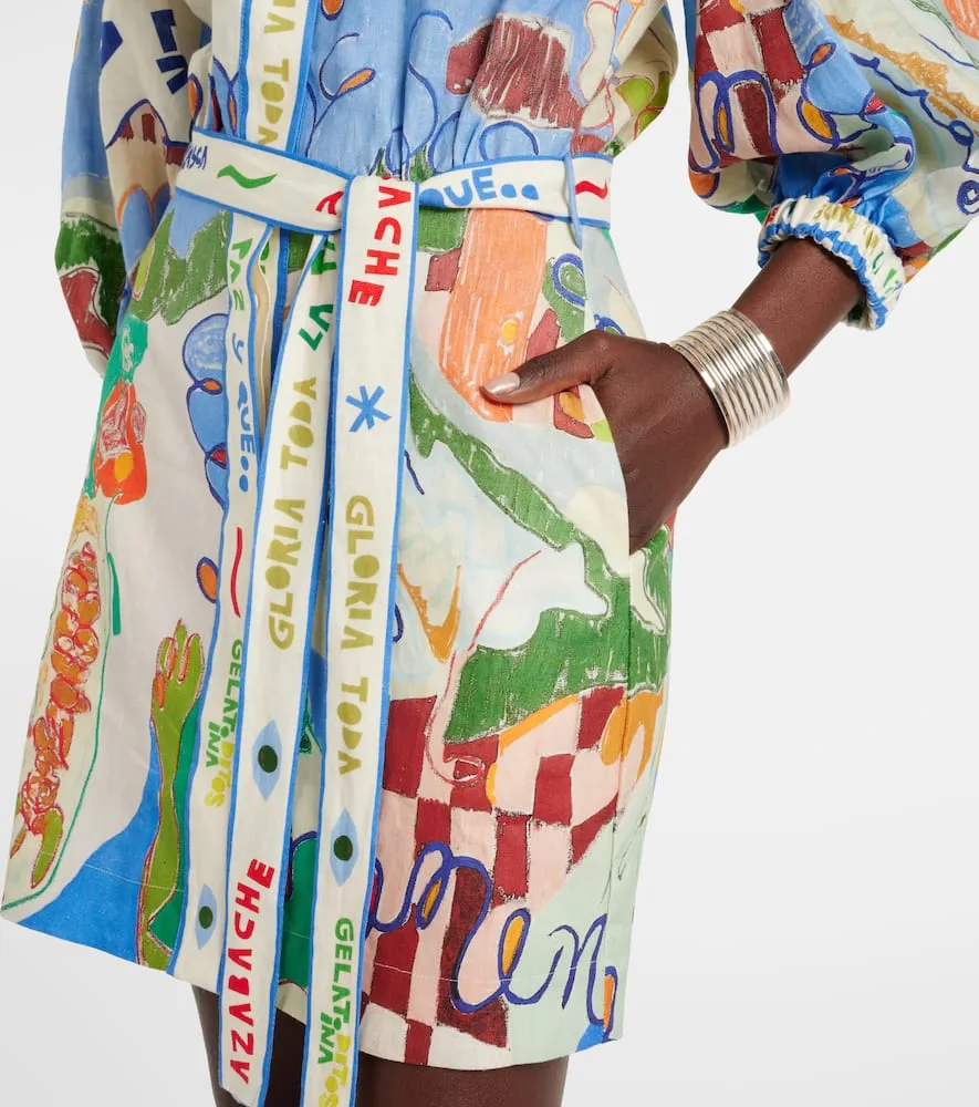 Alemais x Nadia Hernandez printed linen shirt dress