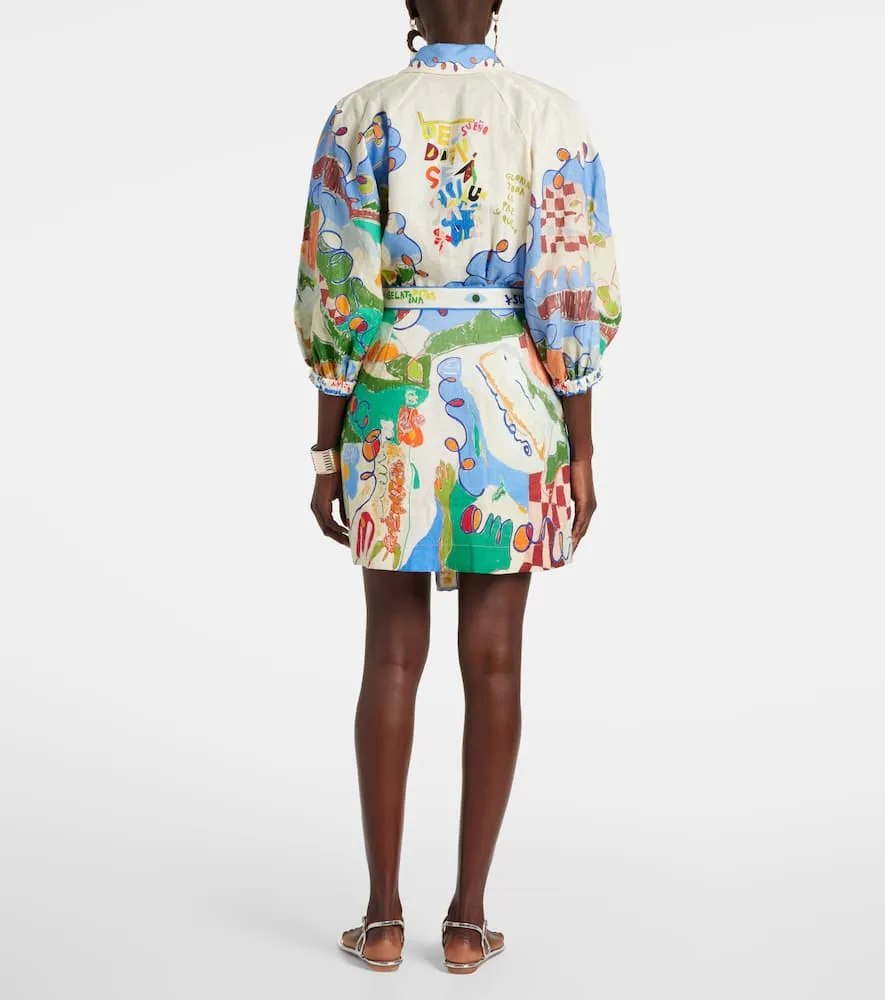 Alemais x Nadia Hernandez printed linen shirt dress
