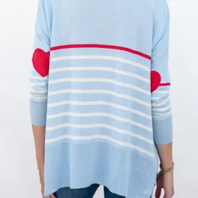 Amour Sweater Scarlet Heart Patch Chill Blue O/S