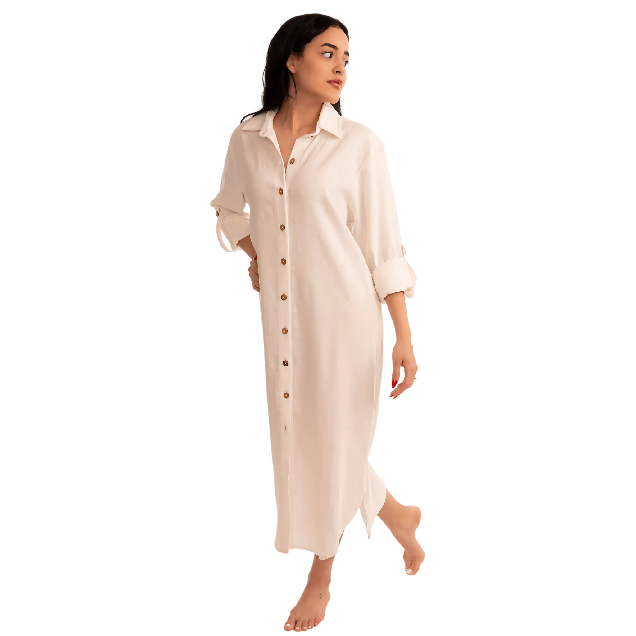 Bella Linen Maxi Shirtdress