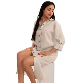 Bella Linen Maxi Shirtdress