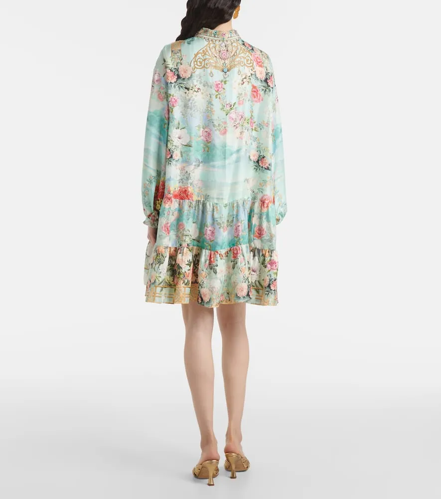 Camilla Floral silk twill shirt dress