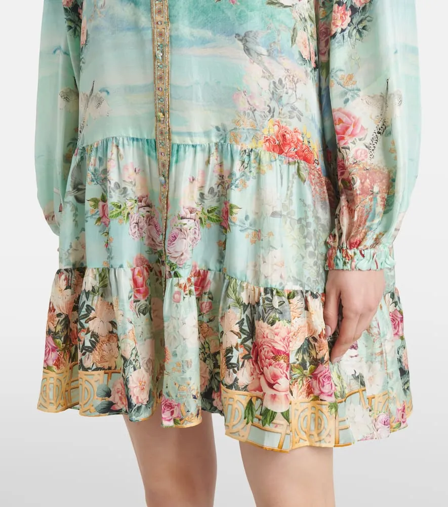 Camilla Floral silk twill shirt dress