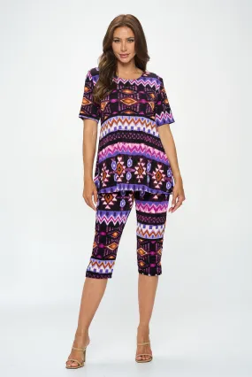 Capri Pant Set Short Sleeve - 9003BN-SRP1-W407