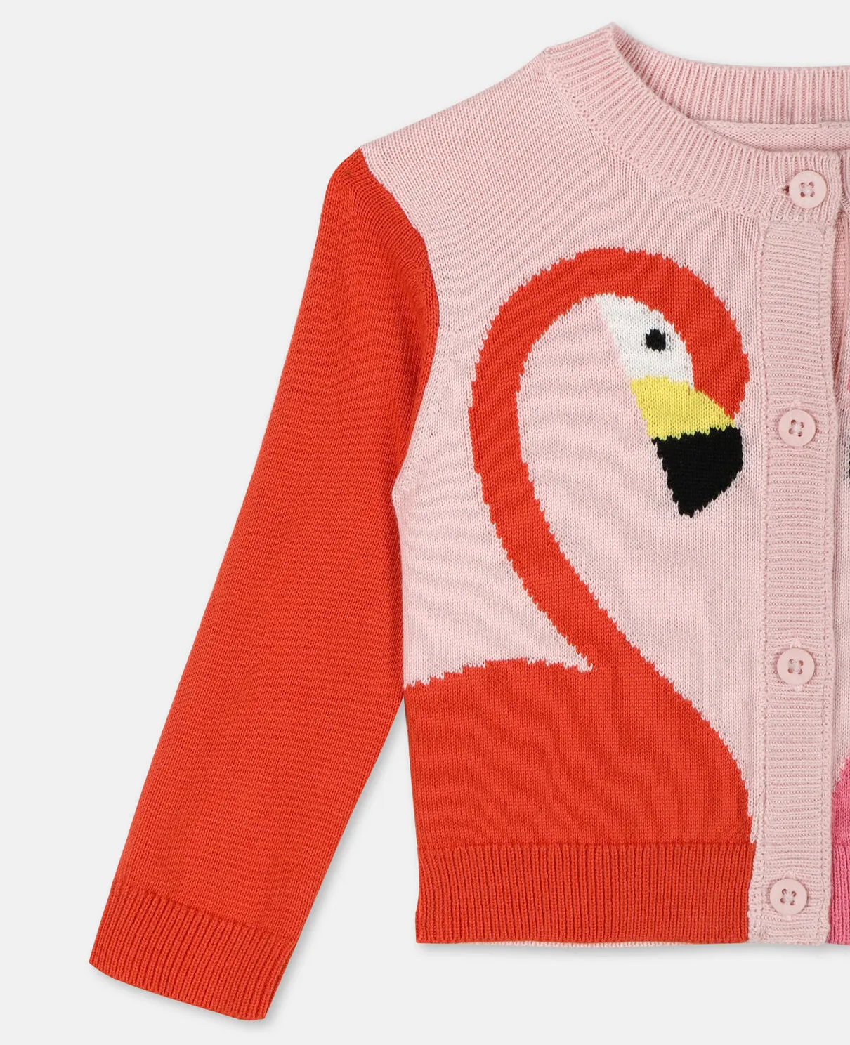 Cardigan W/Intarsia Flamingo