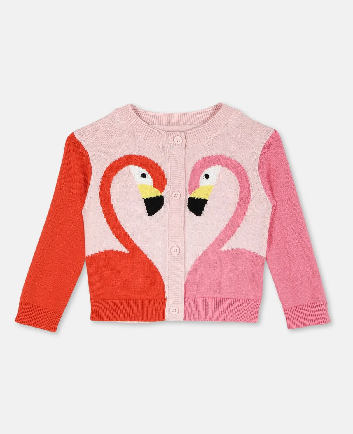 Cardigan W/Intarsia Flamingo