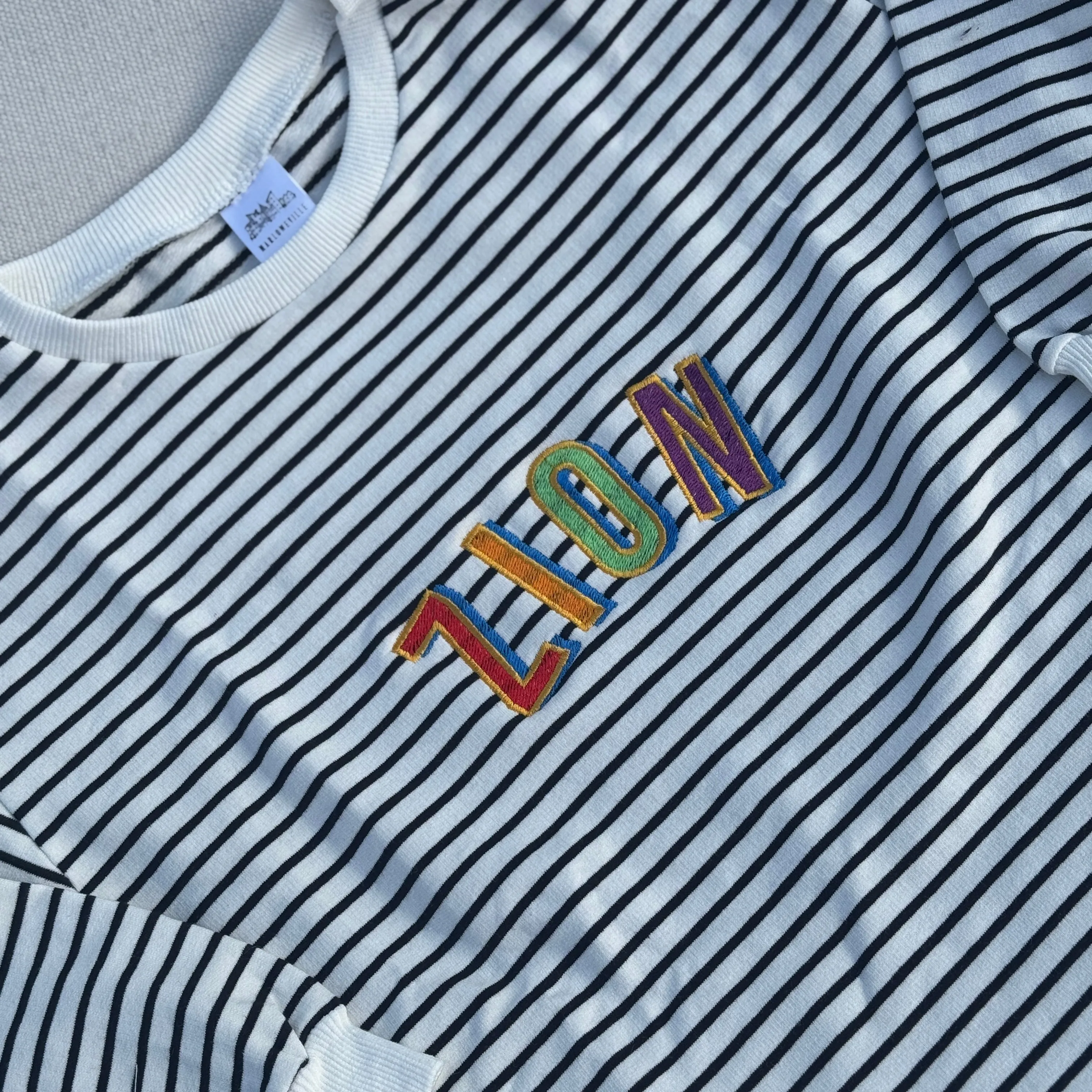 Embroidered tricolour Personalised Name Striped Slouch kids Sweater