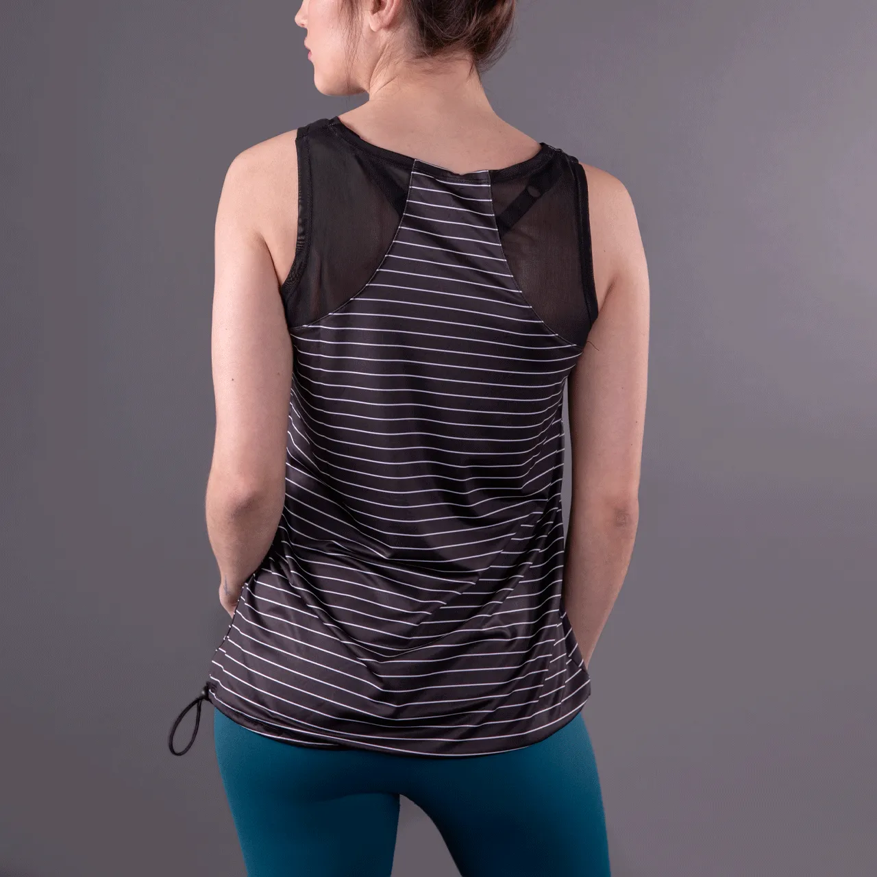 Final Sale Black & White Stripes Sari Not Sorry Bungee Tank