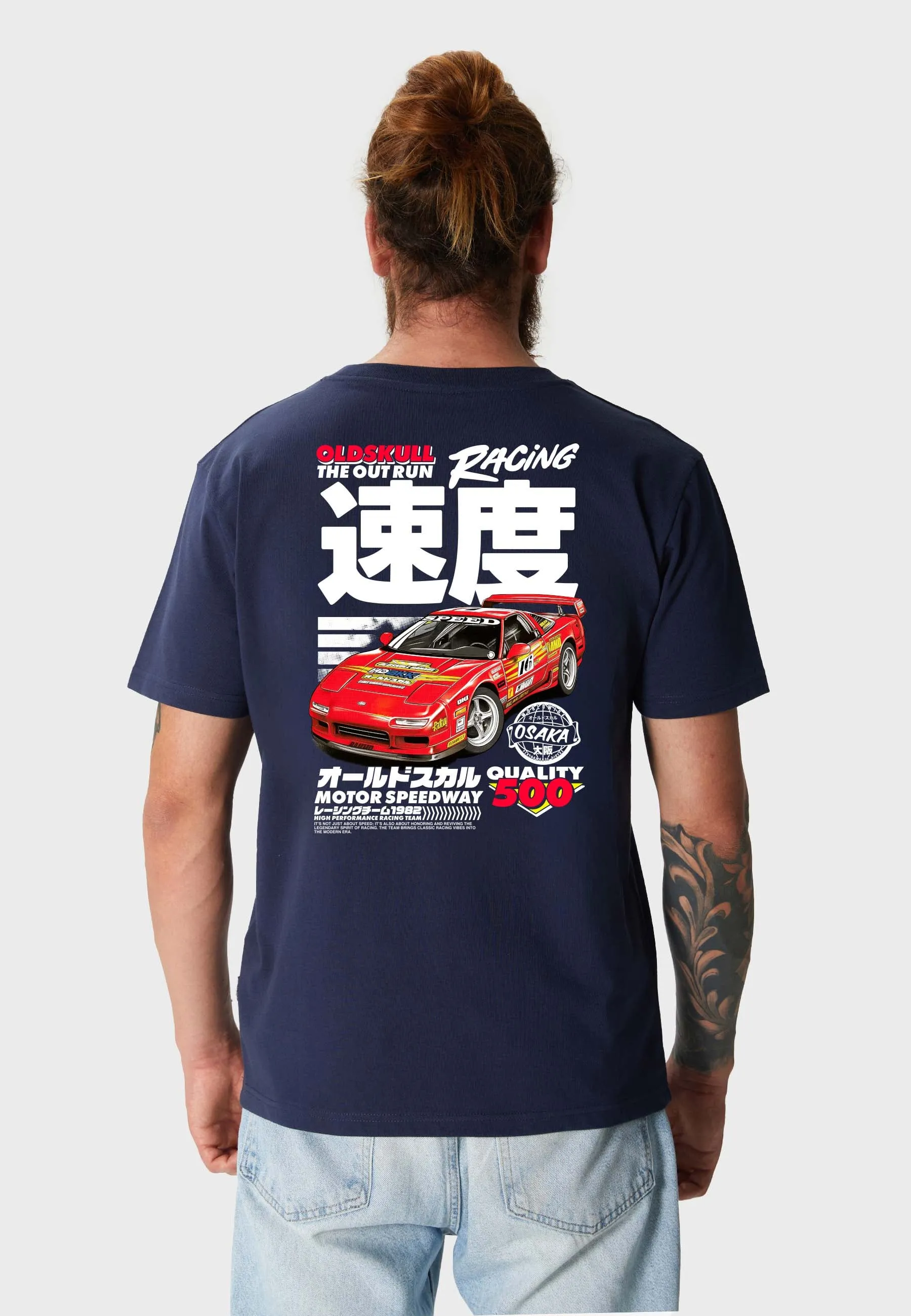 Flashback Racer Backprint T-Shirt Navy Blue