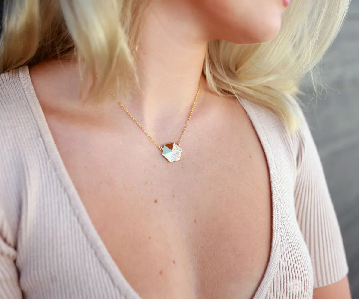 Hexagon Pavé Crystal Necklace