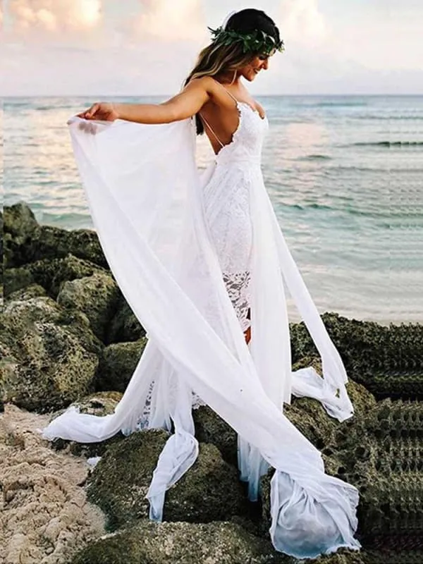 Lace White Boho Bohemian Wedding Dresses