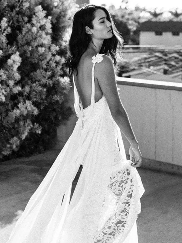 Lace White Boho Bohemian Wedding Dresses