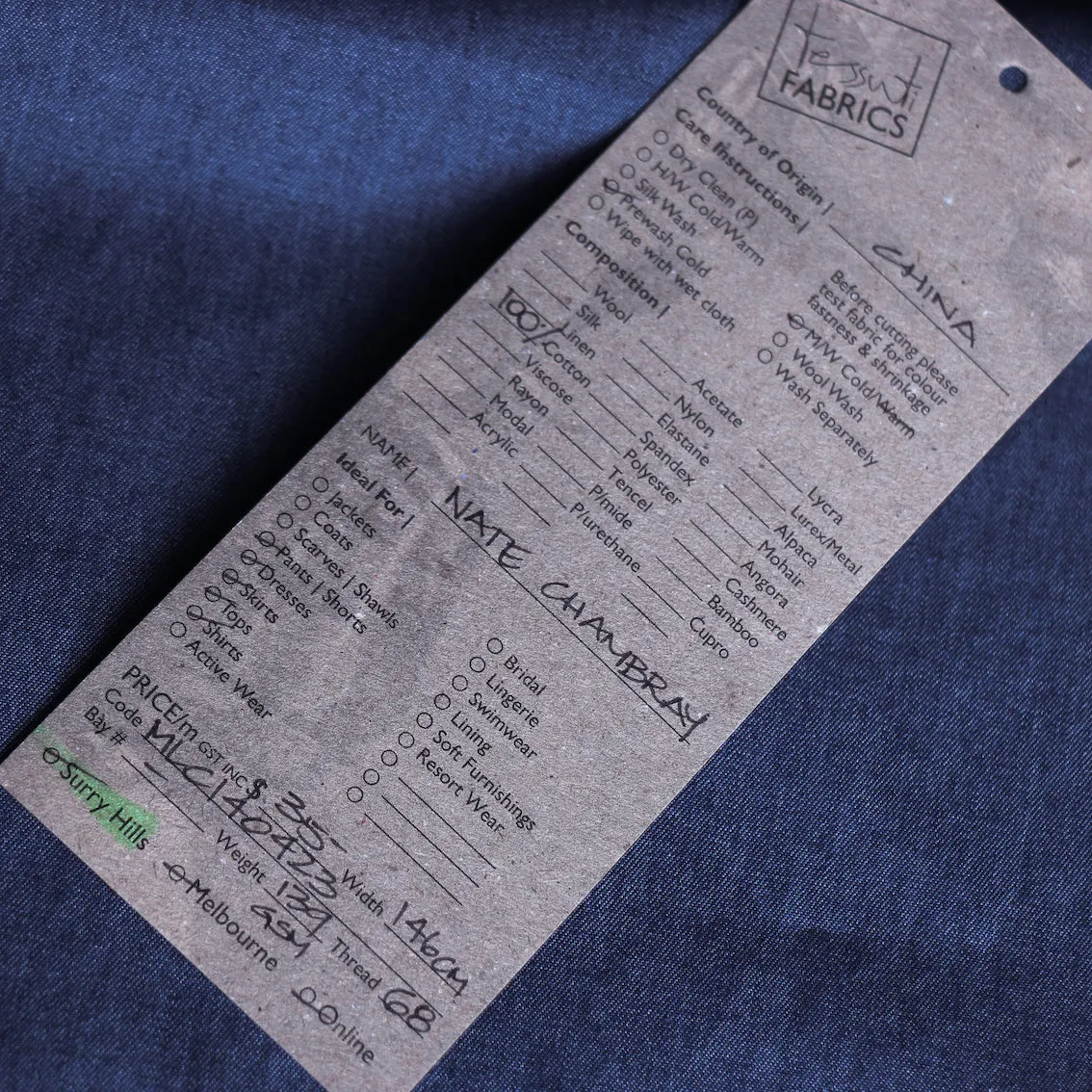 Last Chance of Nate Chambray Cotton