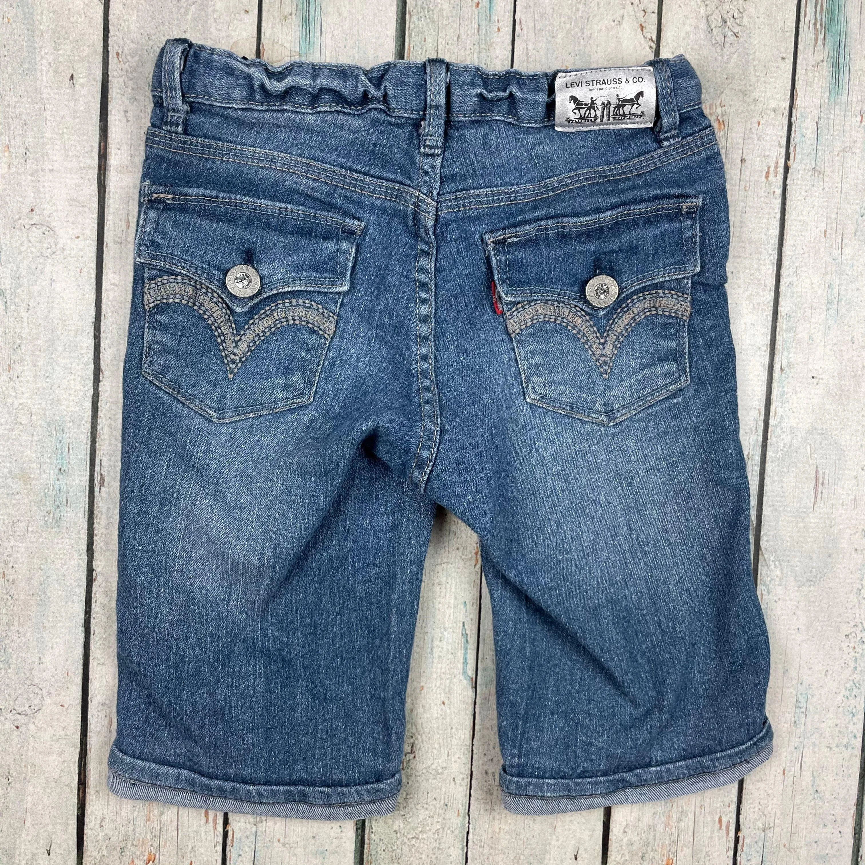 Levis 'Bermuda' Girls Long Denim Shorts - Size 8