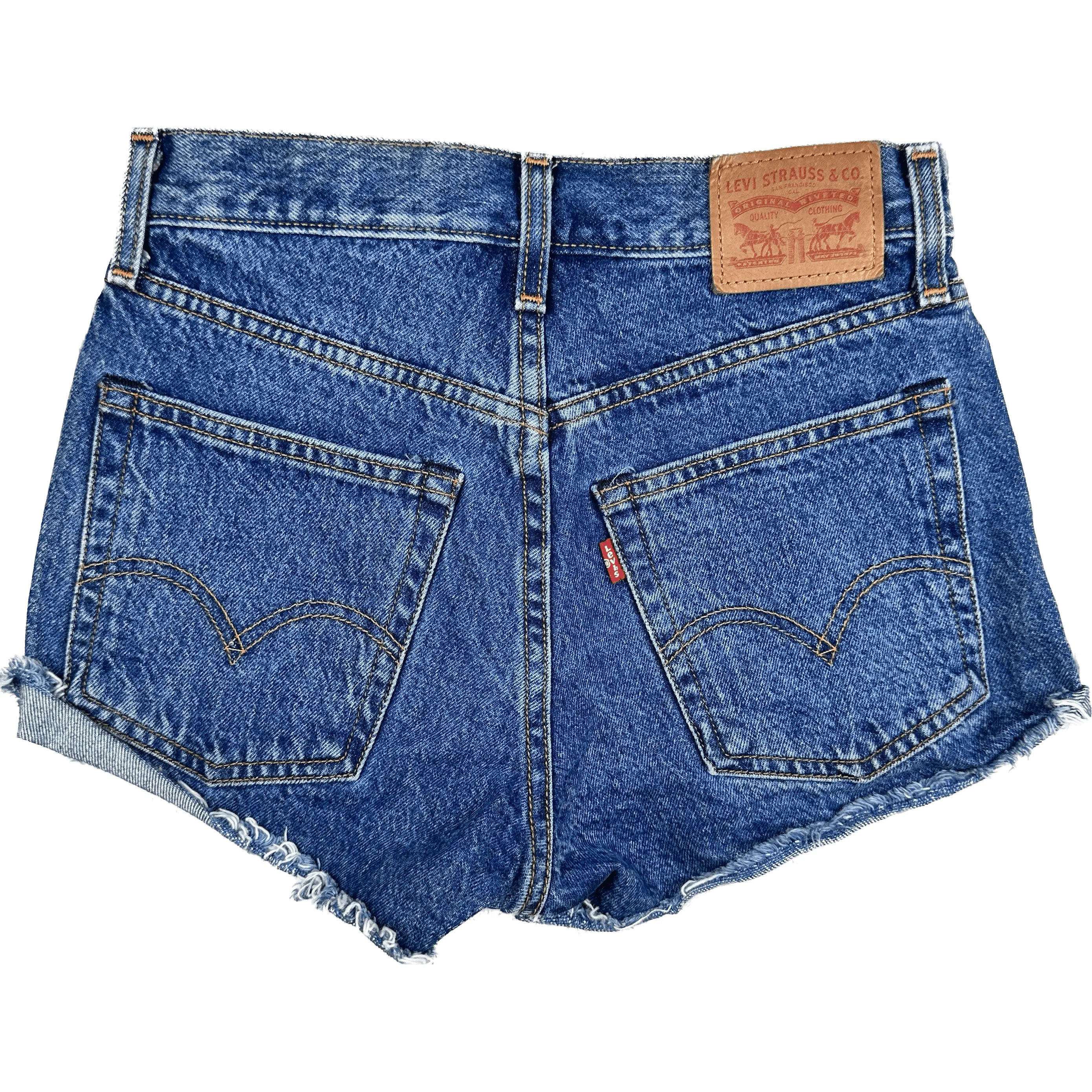 Levis Denim Raw Hem White Oak Selvedge Shorts - Size 24