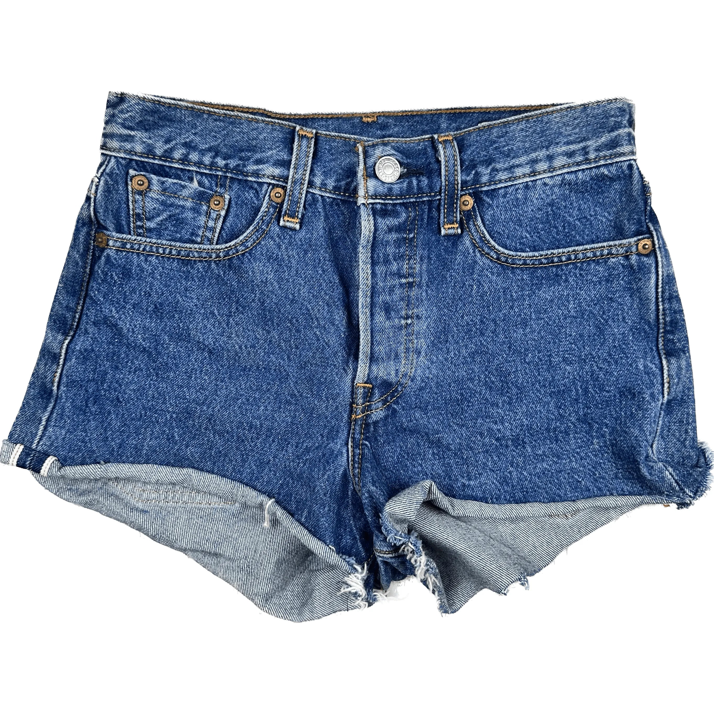 Levis Denim Raw Hem White Oak Selvedge Shorts - Size 24