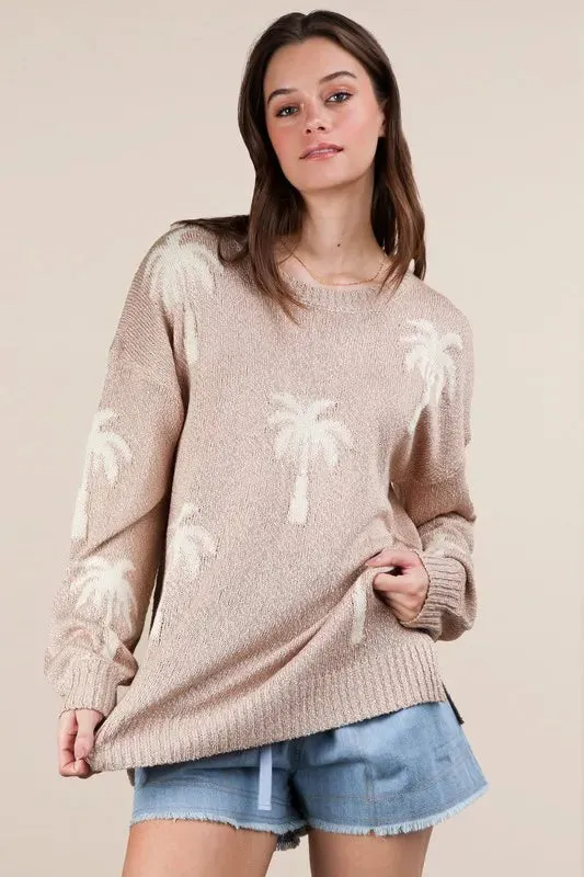 Patty Palm Tree Graphic Oversized Knit Sweater
