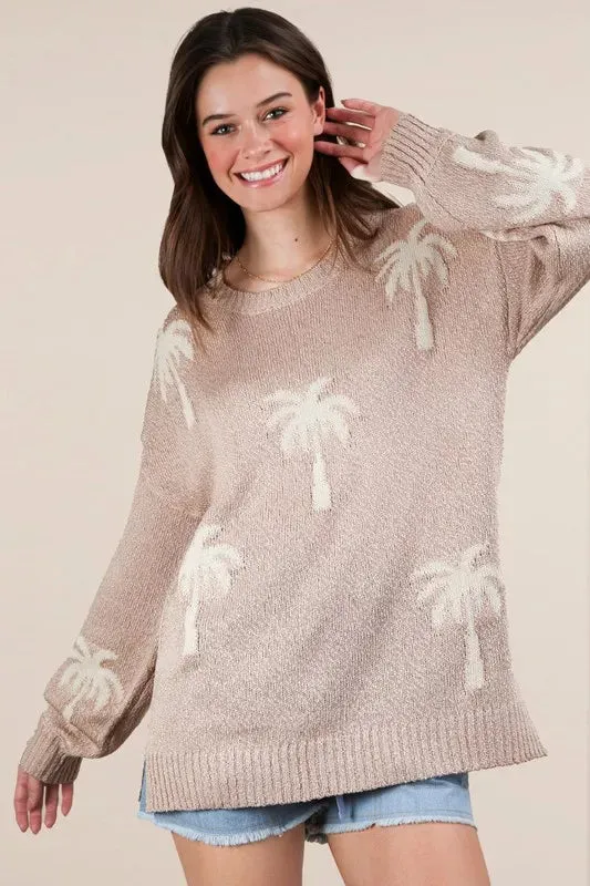 Patty Palm Tree Graphic Oversized Knit Sweater