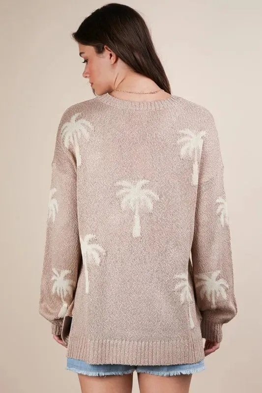 Patty Palm Tree Graphic Oversized Knit Sweater