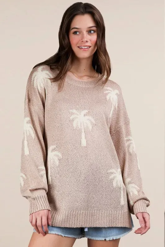 Patty Palm Tree Graphic Oversized Knit Sweater