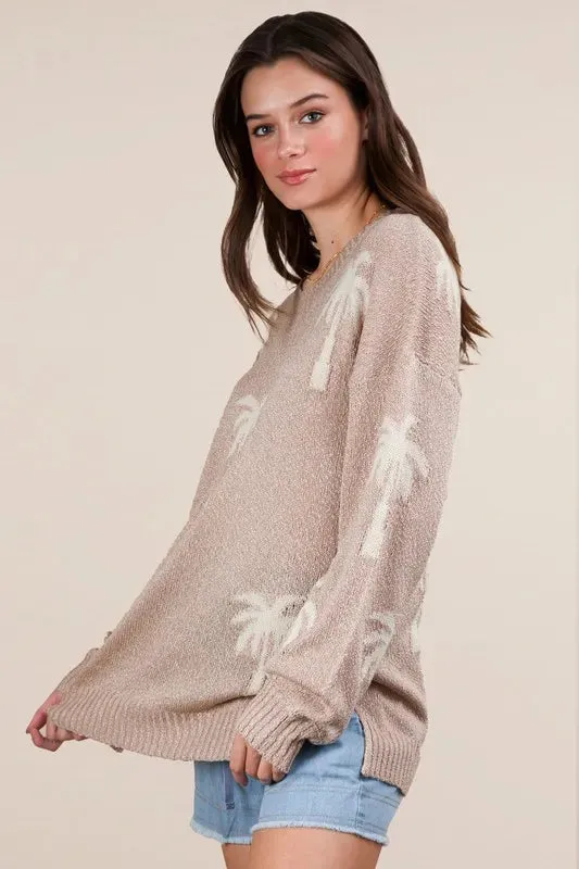 Patty Palm Tree Graphic Oversized Knit Sweater