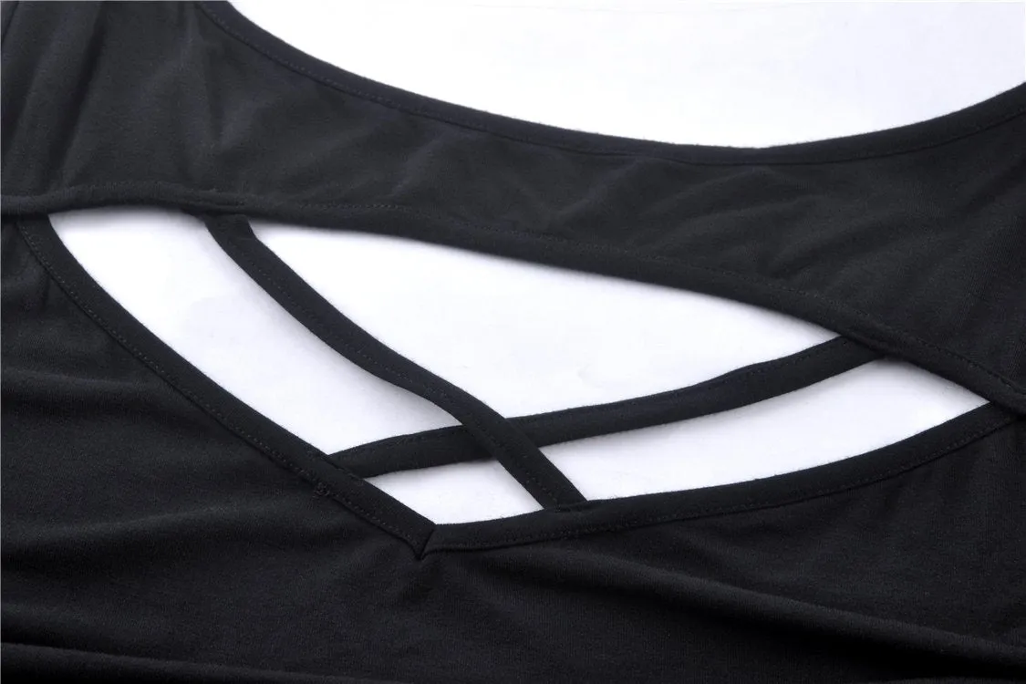 Punk Black daily long sleeves women T-shirt TW206