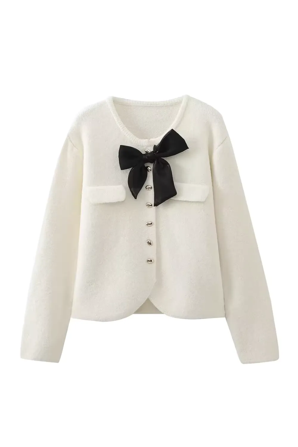 'Sharon' Bow-Tie Embellished Knitted Cardigan (4 Colors)