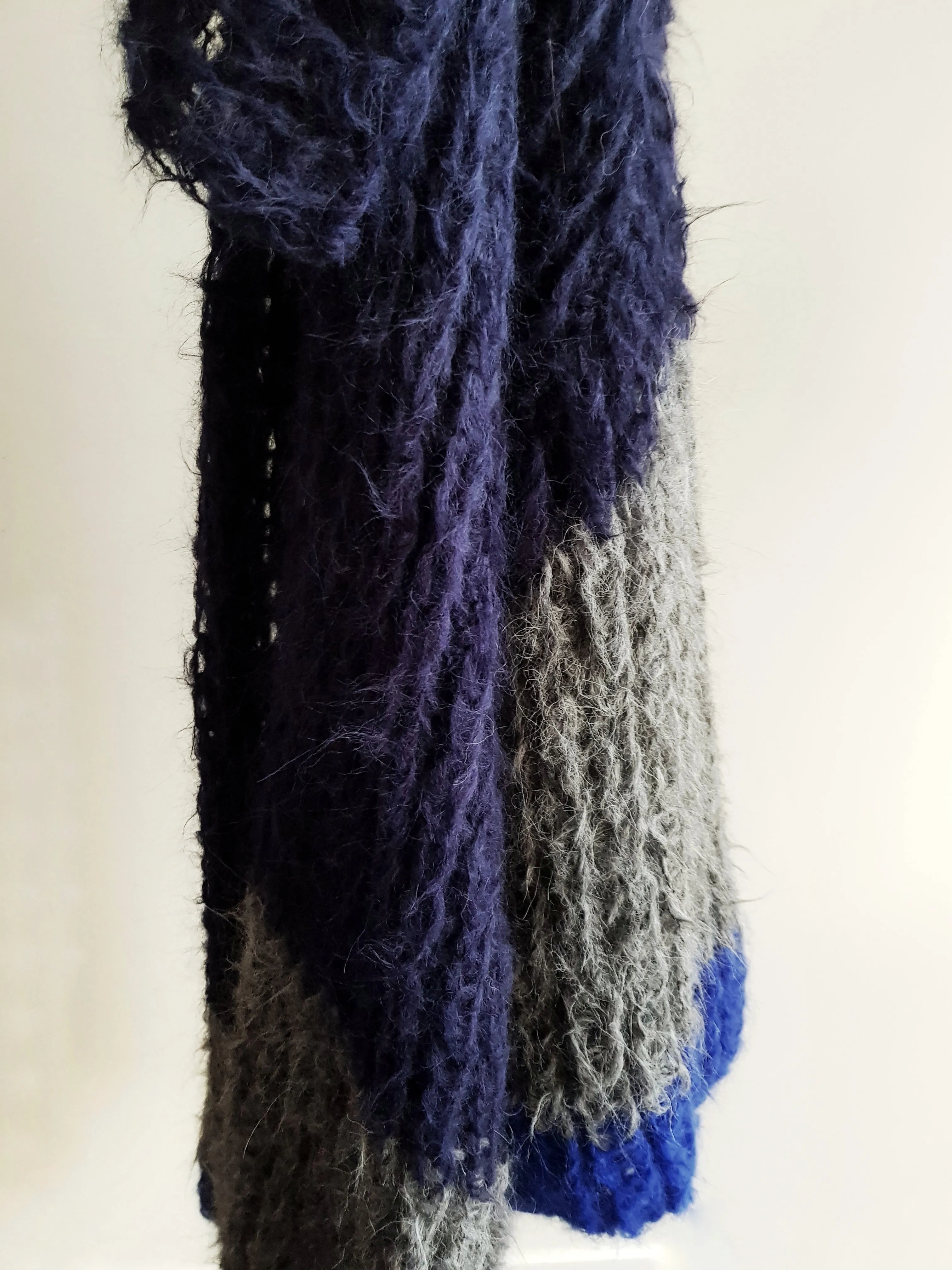 Shawl collar handknit cardigan - tri colour Dark