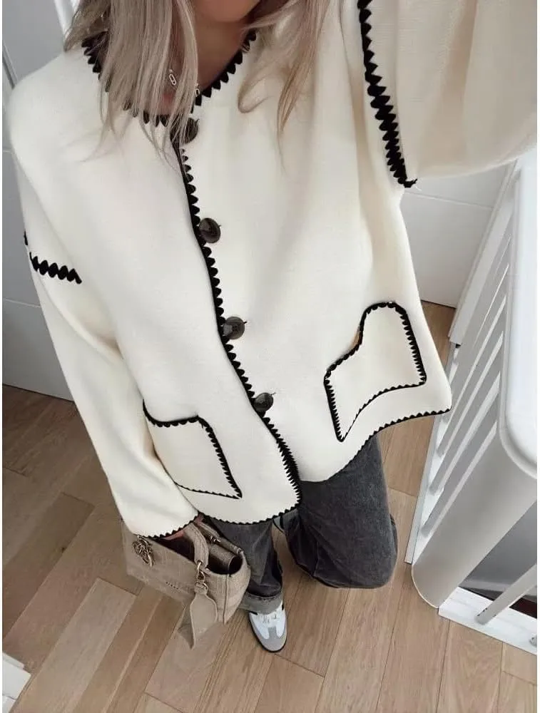 Women's Oversized Button Knit Sweater Coat   B382569